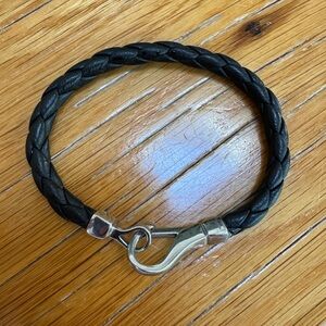 Gucci Black Braided Leather Bracelet